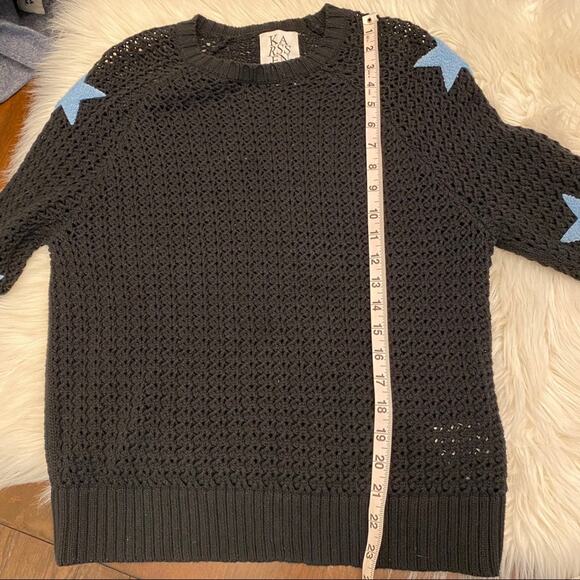 Zoe Karssen blue star patch black knit sweater small - Picture 2 of 10